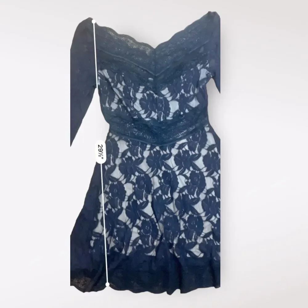 Free People Lacey Affair Lace Cutout Small Black Mini Dress Size S‎